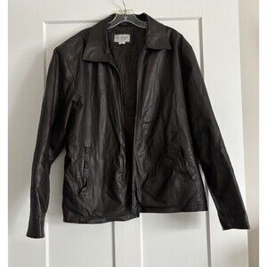 VINTAGE LEATHER Men’s We Leather Jacket, XL Brown Missing Zipper Slider